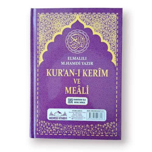Cami Boy Kuranı Kerim Türkçe Meali Kuşe Sıvama Mor Renk (Cami Boy)