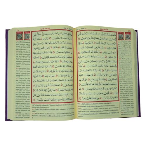 Cami Boy Kuranı Kerim Türkçe Meali Kuşe Sıvama Mor Renk (Cami Boy)