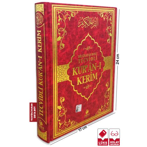 Tecvidli Kuran-ı Kerim Orta Boy Kırmızı Renk