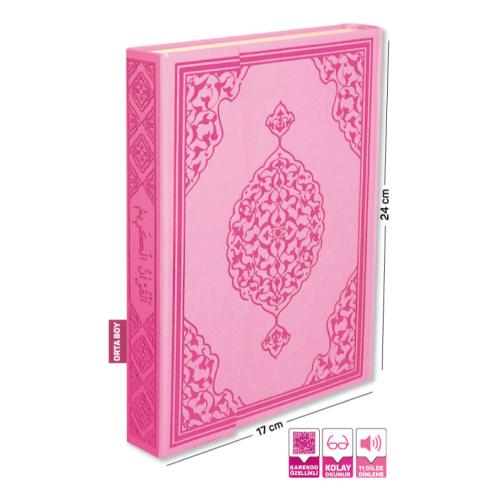 Kur’ân-ı Kerim Bilgisiyar Hatlı Orta Boy Pembe Renk